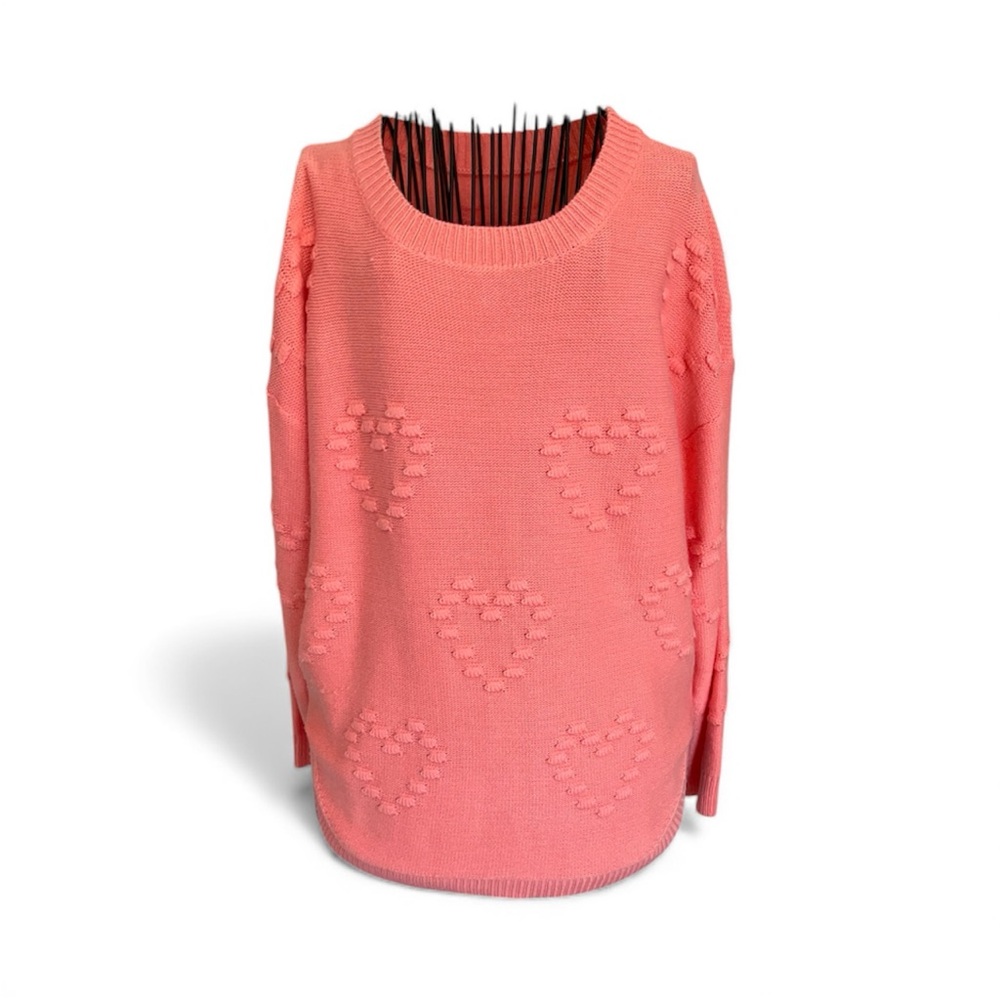 Coral Sweater with hearts knit